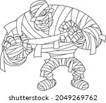 outlined scary mummy cartoon... | Shutterstock .eps vector #2049269762
