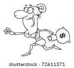 outlined business woman running ... | Shutterstock . vector #72611371