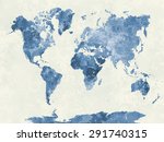 world map in watercolor... | Shutterstock . vector #291740315