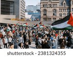 Small photo of Toronto, Canada - 28 October 2023: Echoes of Free Gaza from Palestinians reverberate throughout Toronto's streets, opposing Israeli hostilities