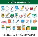 classroom objects vector... | Shutterstock .eps vector #1603199848