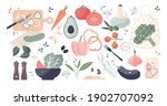 vegetable elements set as... | Shutterstock .eps vector #1902707092