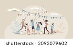 kids party with presents and... | Shutterstock .eps vector #2092079602