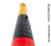 Small photo of Colorful spar buoy isolated on white background