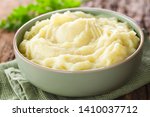 Fresh homemade creamy mashed potato in bowl (Selective Focus, Focus one third into the potato puree)
