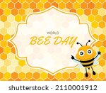 world bee day card. vector... | Shutterstock .eps vector #2110001912