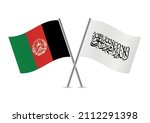 afghanistan and taliban flags.... | Shutterstock .eps vector #2112291398