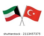 kuwait and turkey flags.... | Shutterstock .eps vector #2113457375