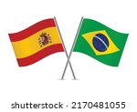 spain and brazil crossed flags. ... | Shutterstock .eps vector #2170481055