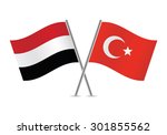 yemen and turkey flags. vector... | Shutterstock .eps vector #301855562