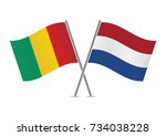 guinea and netherlands flags... | Shutterstock .eps vector #734038228