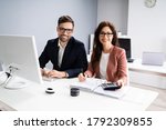 Small photo of Business Accountant People Doing Tax Audit And Accounting Using Calculator
