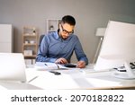 Small photo of Business Accountant Accountant And Bookkeeper. Invoice And Calculator
