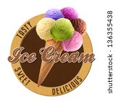 Badge Of Ice Cream On Cone