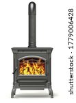 Wood Burning Stove With Fire...