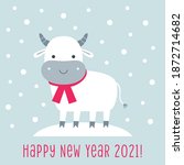 cute cartoon bull  symbol of... | Shutterstock .eps vector #1872714682