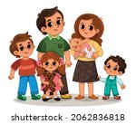 cute cartoon family of six with ... | Shutterstock .eps vector #2062836818