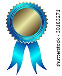 silvery medal with blue ribbon  ... | Shutterstock .eps vector #30183271