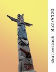 Totem Pole of the Quileute Indians in La Push, Washington near Olympic National Park.
