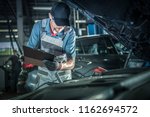 Car Mechanic Detailed Vehicle Inspection. Auto Service Center Theme. 