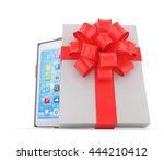 tablet in white gift box with... | Shutterstock . vector #444210412