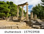 Greece Olympia, ancient ruins of the important Philippeion in Olympia, birthplace of the olympic games  -   UNESCO world heritage site  