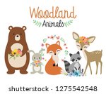 cute woodland forest animals... | Shutterstock .eps vector #1275542548