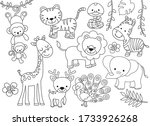 outline wild safari animals... | Shutterstock .eps vector #1733926268