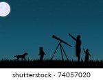 image of a family star gazing... | Shutterstock .eps vector #74057020