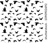 flock of black doves seamless... | Shutterstock . vector #1090902692