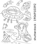 alien coloring book. space... | Shutterstock .eps vector #1906910392