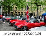 Small photo of QUEBEC CITY, CANADA - JUNE 1, 2018: MGA 1500 Roadster, 1960 iconic British open-top classic 2-door roadster in vintage style, Car show on June 1, 2018 Quebec City, Canada