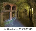 Small photo of WORMS, GERMANY - MAY 18, 2013: The entrance to subterranean mikveh of the Worms Synagogue. The first synagogue at the site was built in 1034. The mikveh was constructed in 1186.