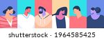 set mix race people avatars... | Shutterstock .eps vector #1964585425
