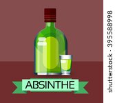 absinthe bottle alcohol drink... | Shutterstock .eps vector #395588998