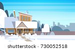 village winter landscape house... | Shutterstock .eps vector #730052518