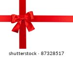 big red holiday bow isolated on ... | Shutterstock . vector #87328517