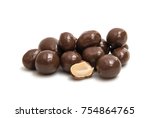 peanuts in chocolate on a white background