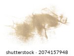 Small photo of Sand pile scatter isolated on white background and texture, with clipping path, top view