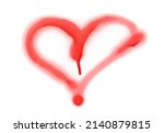 Red Spray Stain Heart Isolated...