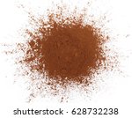 pile cocoa powder isolated on white background, with top view
