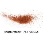 pile cinnamon powder isolated on white background, with top view
