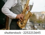 Saxophonist playing music...