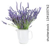 Lavender In White Pot Isolated...