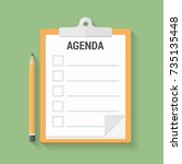agenda on clipboard  flat... | Shutterstock .eps vector #735135448
