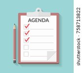 agenda on clipboard  flat... | Shutterstock .eps vector #758713822