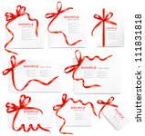 set of card notes with red gift ... | Shutterstock .eps vector #111831818