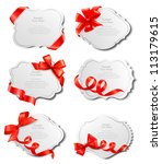 set of beautiful cards with red ... | Shutterstock .eps vector #113179615