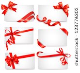 set of card notes with red gift ... | Shutterstock . vector #123776302