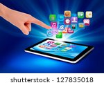 hand holding touch pad pc and... | Shutterstock .eps vector #127835018